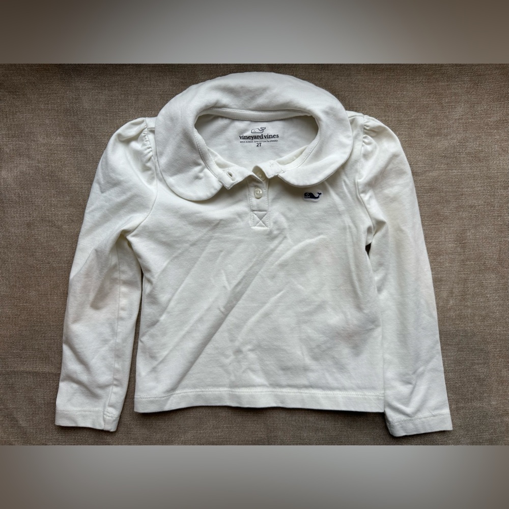 2T Vineyard Vines White/Cream Collared Shirt